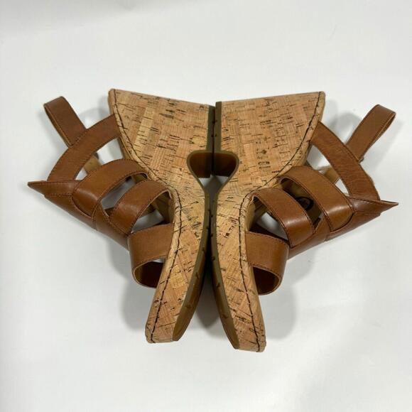 Born Women’s Size 11 Tan Brown Leather Bernese Cage Wedge Heel Sandal New - Picture 6 of 9
